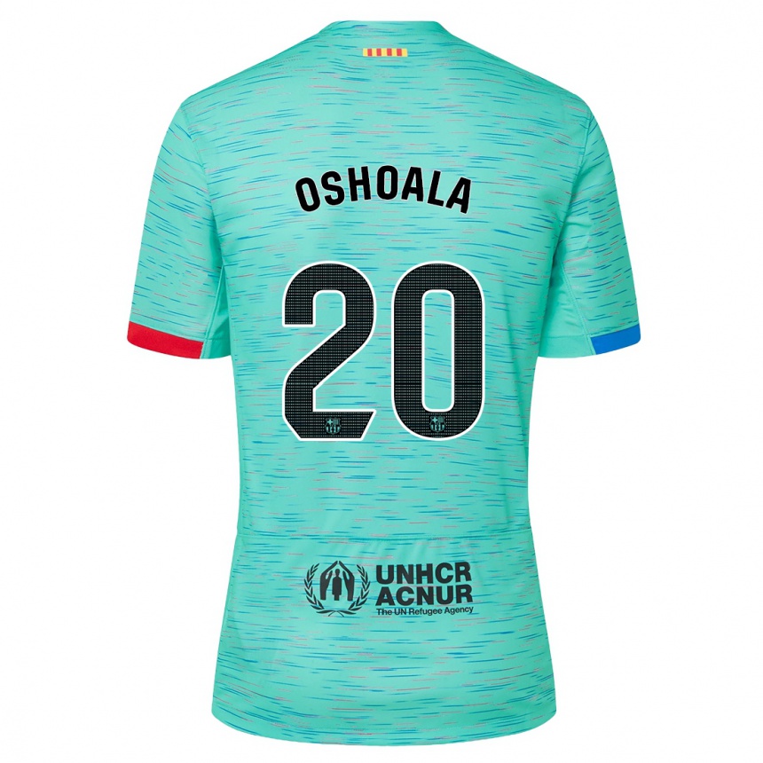 Women  Asisat Oshoala #20 Light Aqua Third Jersey 2023/24 T-Shirt