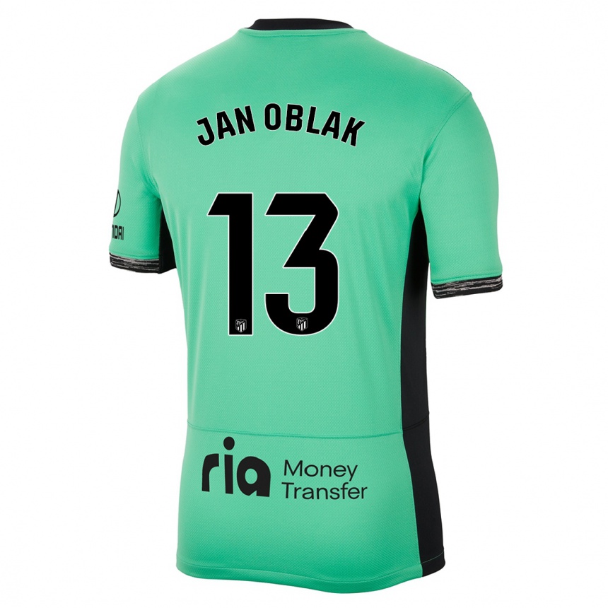 Women  Jan Oblak #13 Spring Green Third Jersey 2023/24 T-Shirt