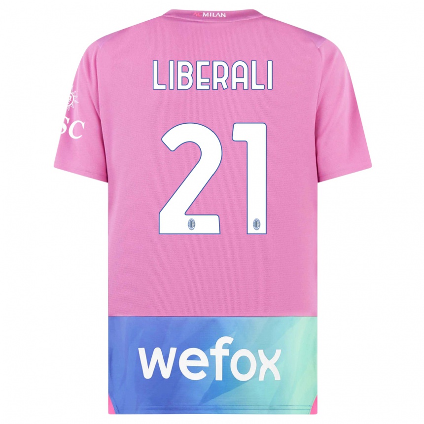 Women  Mattia Liberali #21 Pink Purple Third Jersey 2023/24 T-Shirt