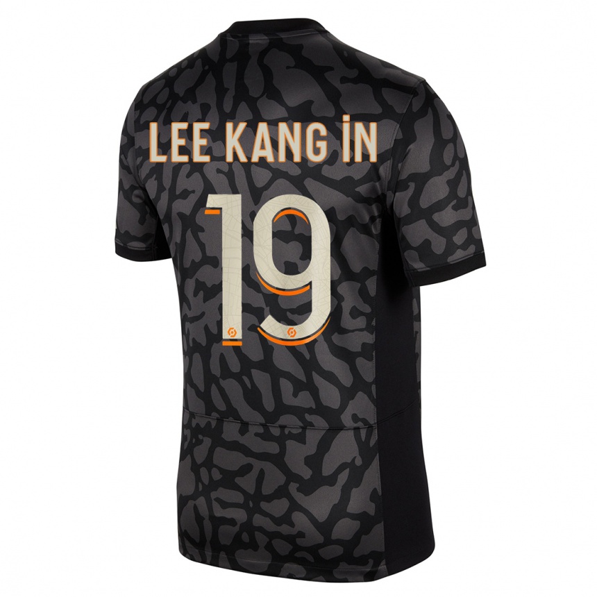 Women  Kang-In Lee #19 Black Third Jersey 2023/24 T-Shirt