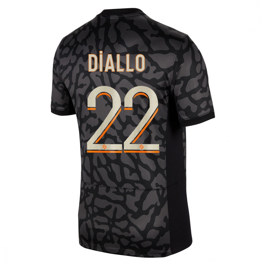 Women  Abdou Diallo #22 Black Third Jersey 2023/24 T-Shirt