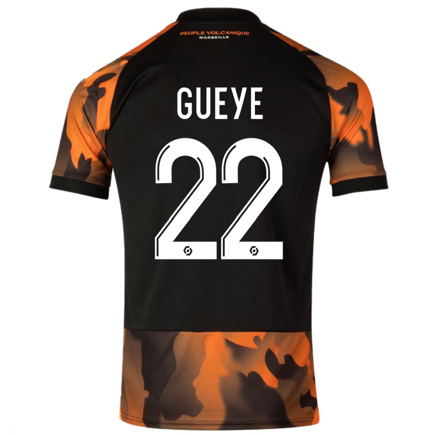 Women  Pape Gueye #22 Black Orange Third Jersey 2023/24 T-Shirt