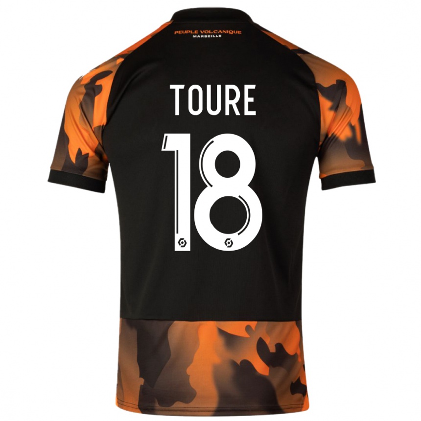 Women  Isaak Toure #18 Black Orange Third Jersey 2023/24 T-Shirt