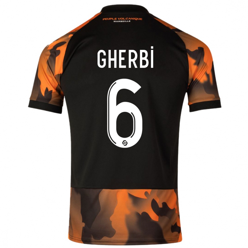 Women  Candice Gherbi #6 Black Orange Third Jersey 2023/24 T-Shirt