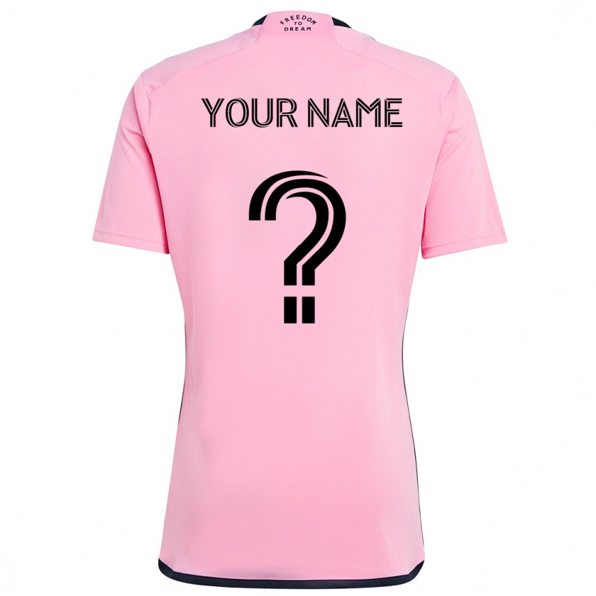 Kids Football Your Name #0 Pink Home Jersey 2024/25 T-Shirt