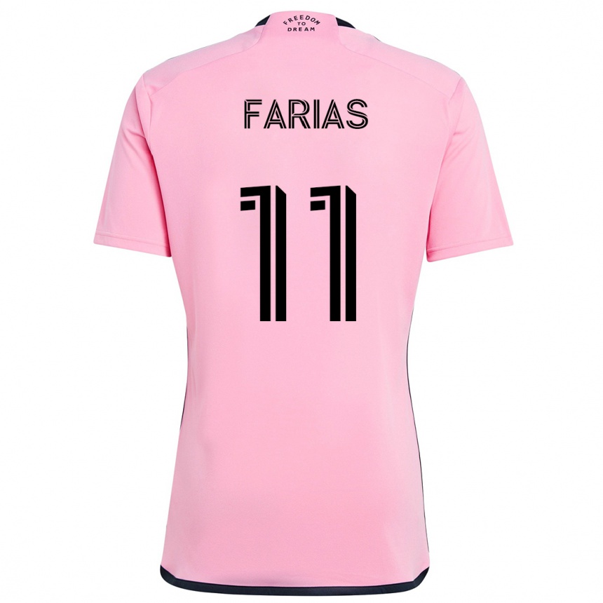 Kids Football Facundo Farías #11 Pink Home Jersey 2024/25 T-Shirt