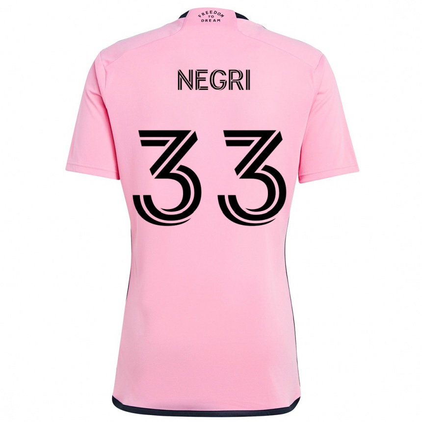 Kids Football Franco Negri #33 Pink Home Jersey 2024/25 T-Shirt