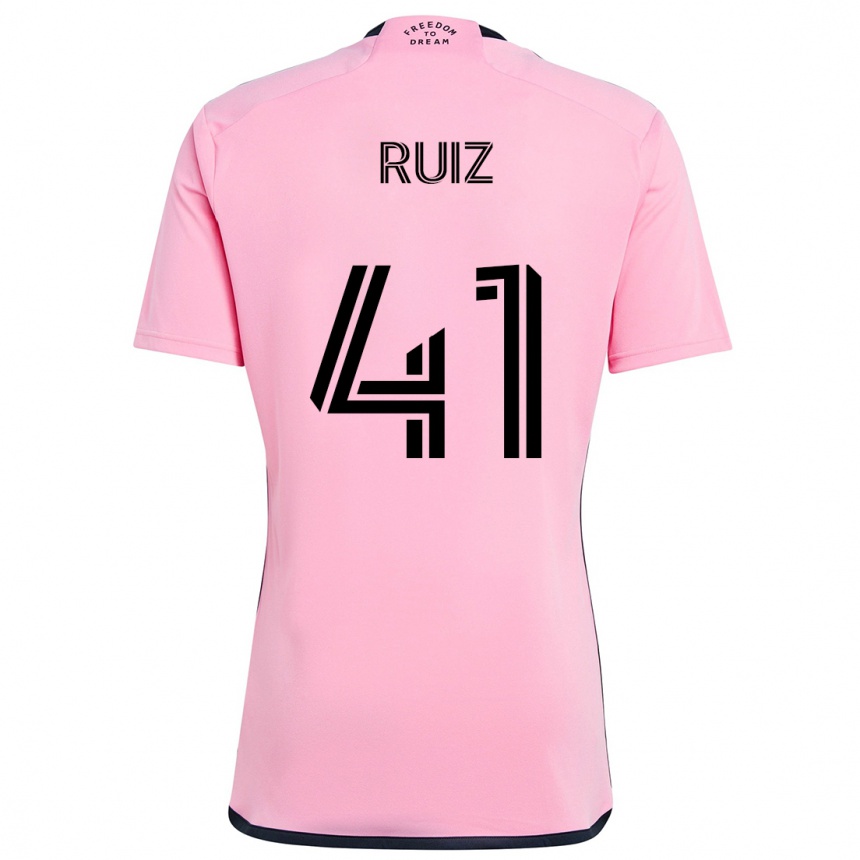 Kids Football David Ruíz #41 Pink Home Jersey 2024/25 T-Shirt