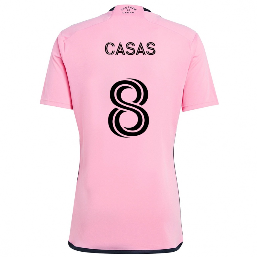 Kids Football Pep Casas #8 Pink Home Jersey 2024/25 T-Shirt