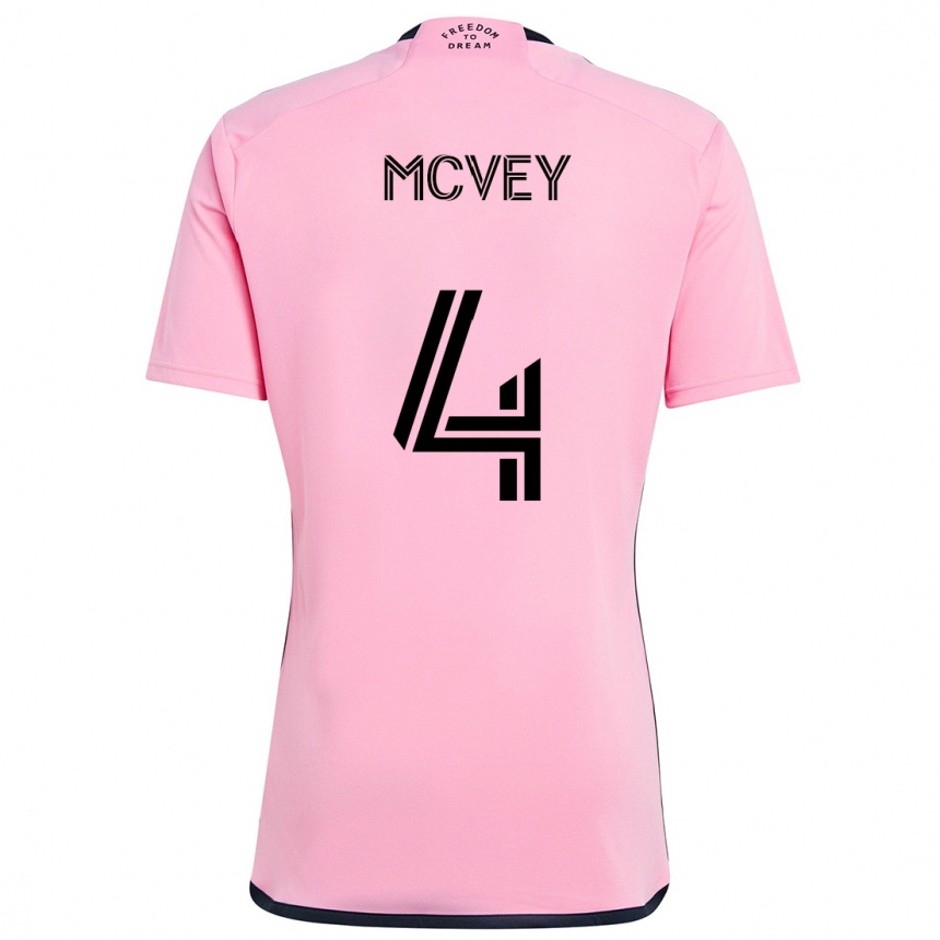 Kids Football Christopher Mcvey #4 Pink Home Jersey 2024/25 T-Shirt