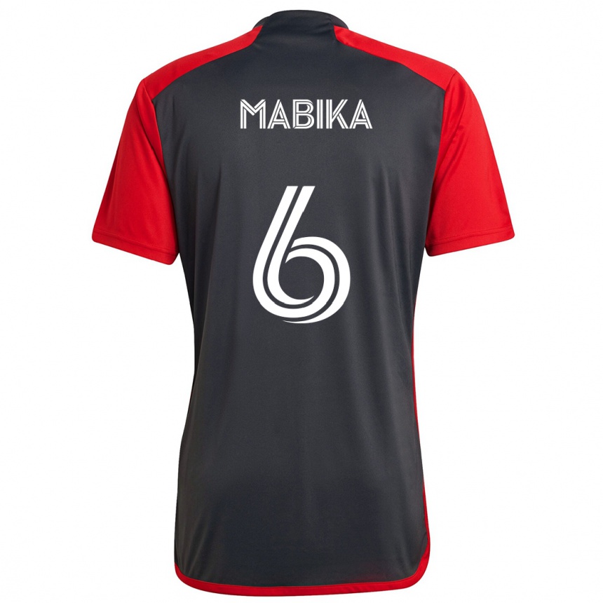 Kids Football Aimé Mabika #6 Grayn Red Home Jersey 2024/25 T-Shirt