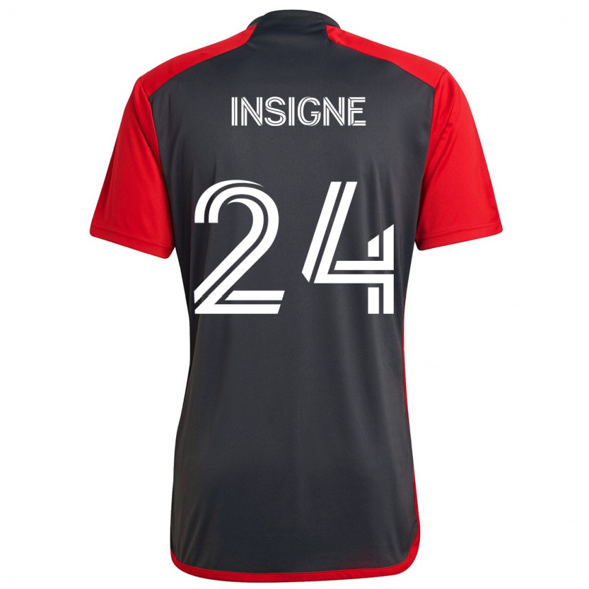 Kids Football Lorenzo Insigne #24 Grayn Red Home Jersey 2024/25 T-Shirt