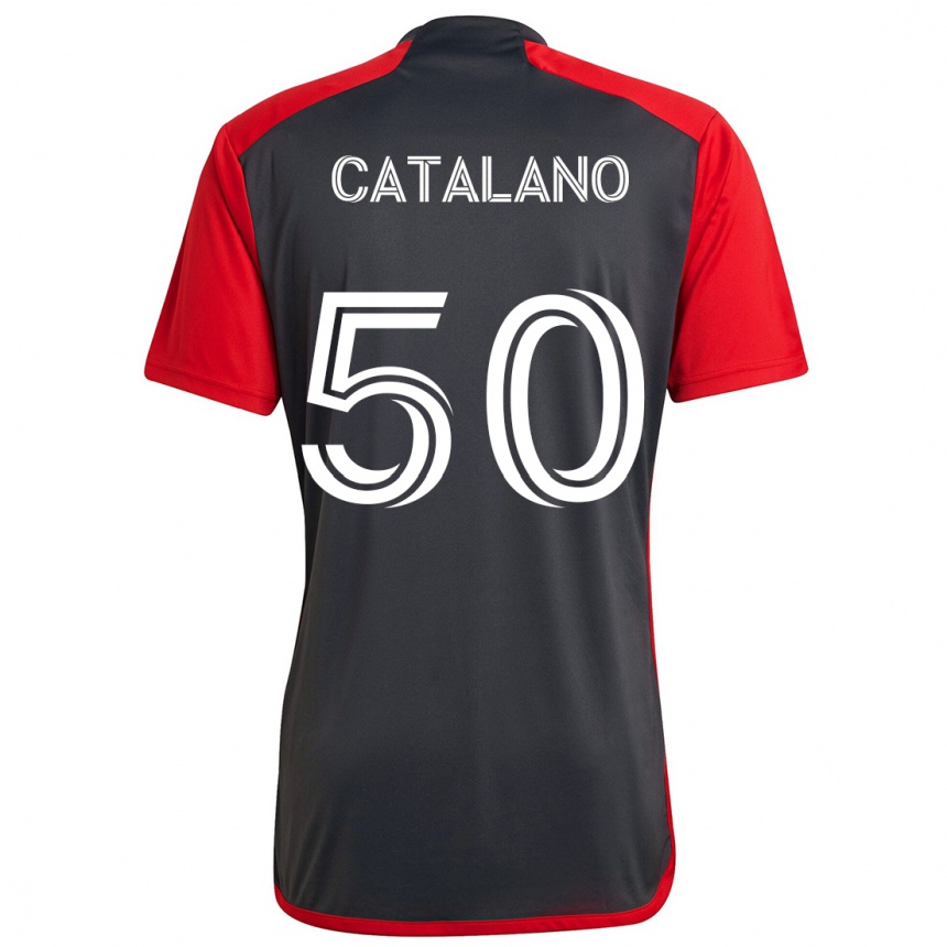 Kids Football Gianluca Catalano #50 Grayn Red Home Jersey 2024/25 T-Shirt