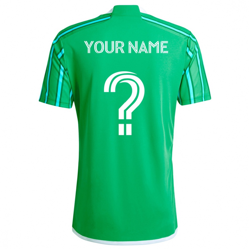 Kids Football Your Name #0 Green White Home Jersey 2024/25 T-Shirt