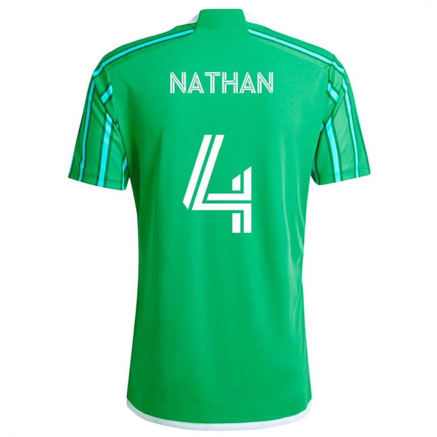 Kids Football Nathan #4 Green White Home Jersey 2024/25 T-Shirt