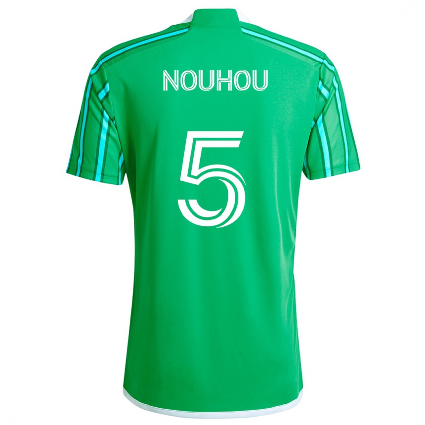 Kids Football Nouhou #5 Green White Home Jersey 2024/25 T-Shirt