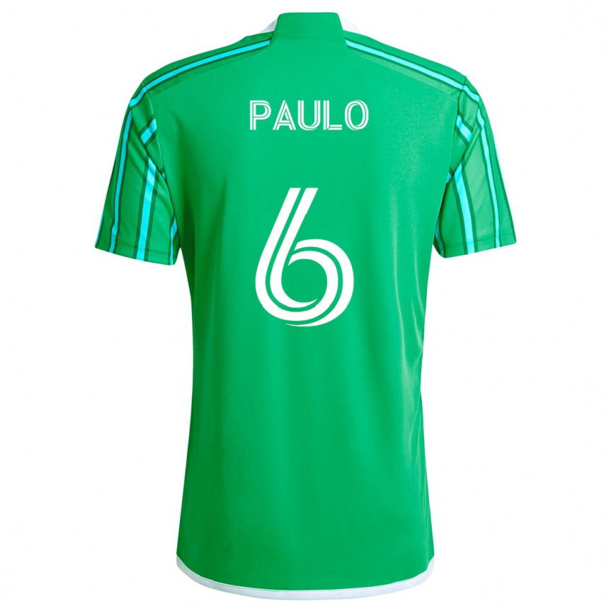 Kids Football João Paulo #6 Green White Home Jersey 2024/25 T-Shirt