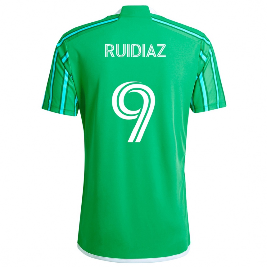 Kids Football Raúl Ruidíaz #9 Green White Home Jersey 2024/25 T-Shirt