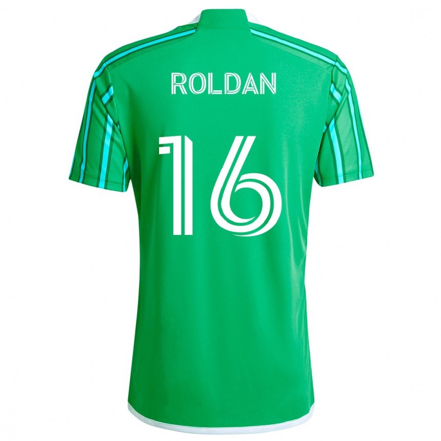 Kids Football Álex Roldán #16 Green White Home Jersey 2024/25 T-Shirt