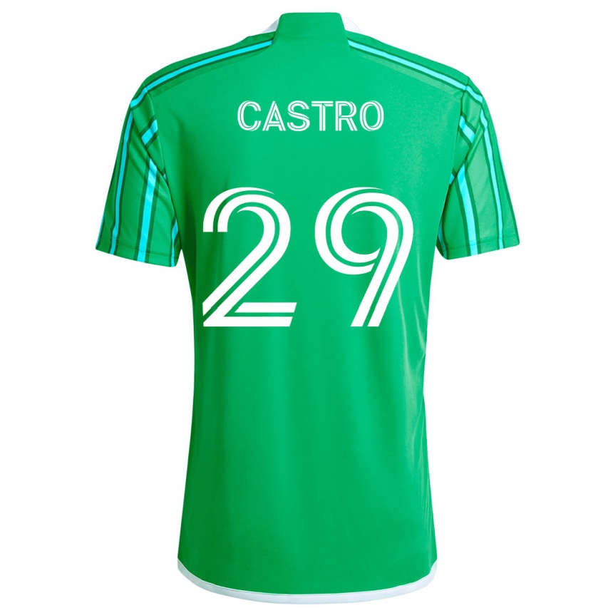 Kids Football Jacob Castro #29 Green White Home Jersey 2024/25 T-Shirt