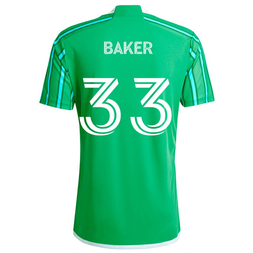 Kids Football Cody Baker #33 Green White Home Jersey 2024/25 T-Shirt