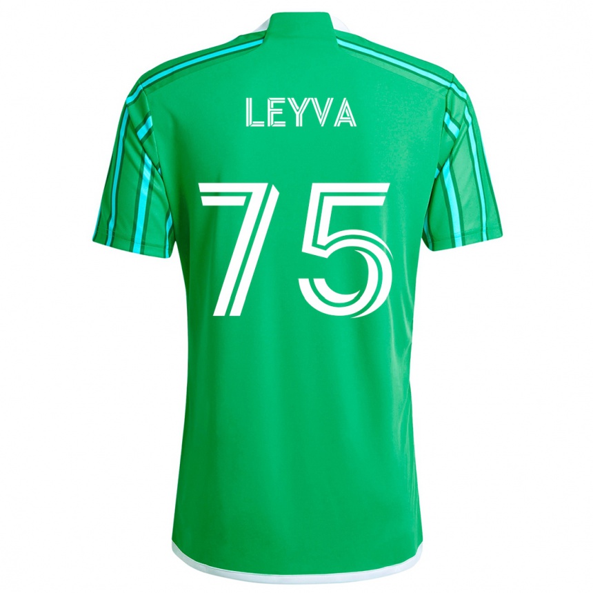 Kids Football Danny Leyva #75 Green White Home Jersey 2024/25 T-Shirt