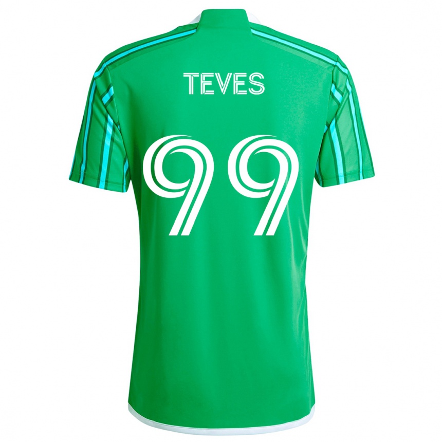 Kids Football Dylan Teves #99 Green White Home Jersey 2024/25 T-Shirt