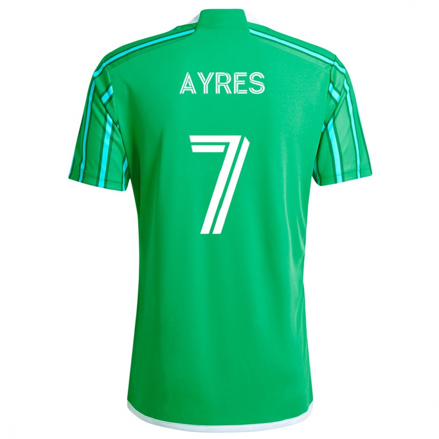 Kids Football Melina Ayres #7 Green White Home Jersey 2024/25 T-Shirt