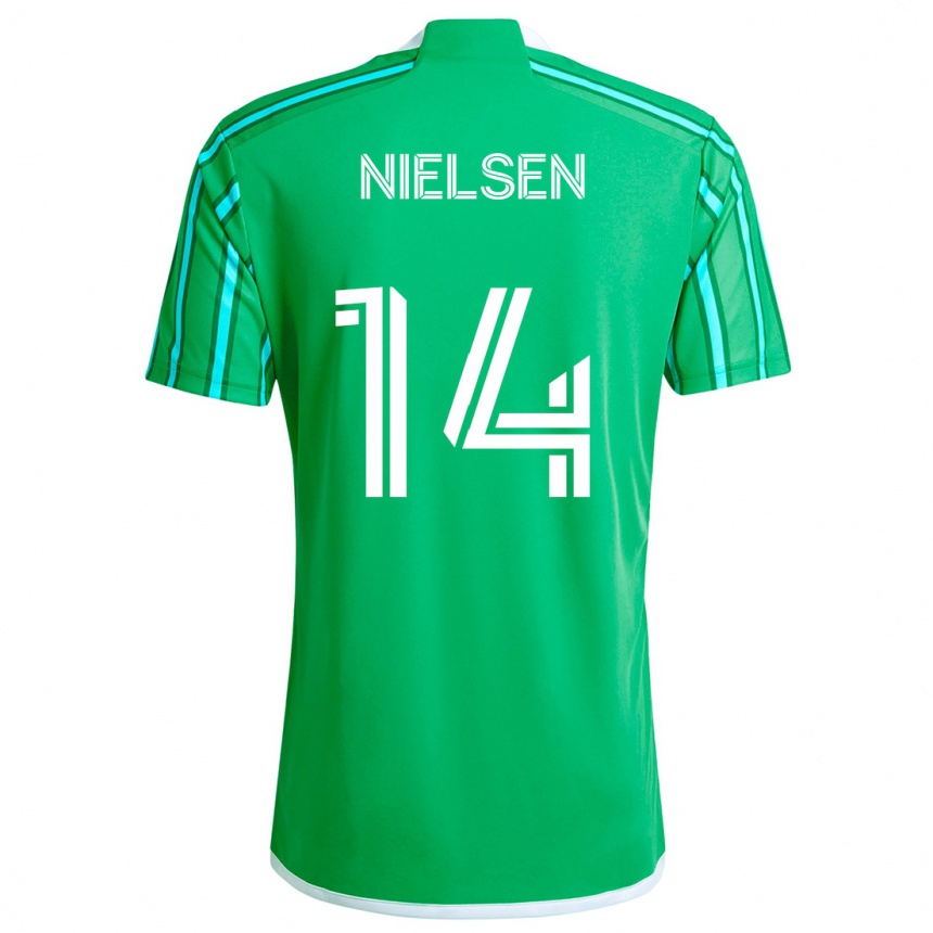 Kids Football Taylor Nielsen #14 Green White Home Jersey 2024/25 T-Shirt