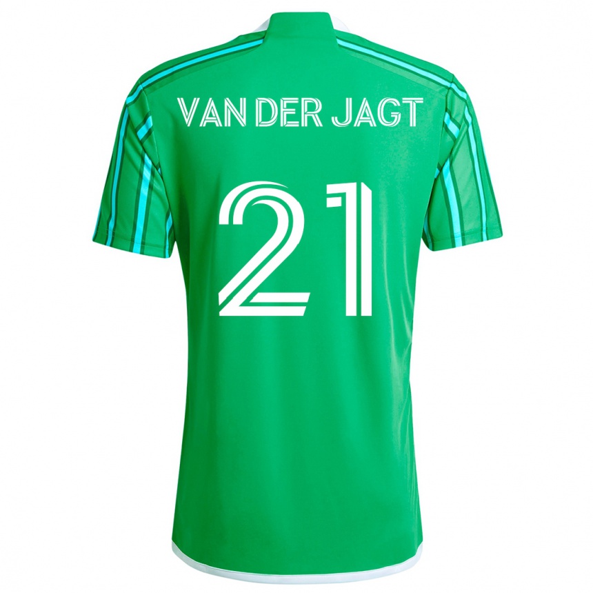 Kids Football Olivia Van Der Jagt #21 Green White Home Jersey 2024/25 T-Shirt