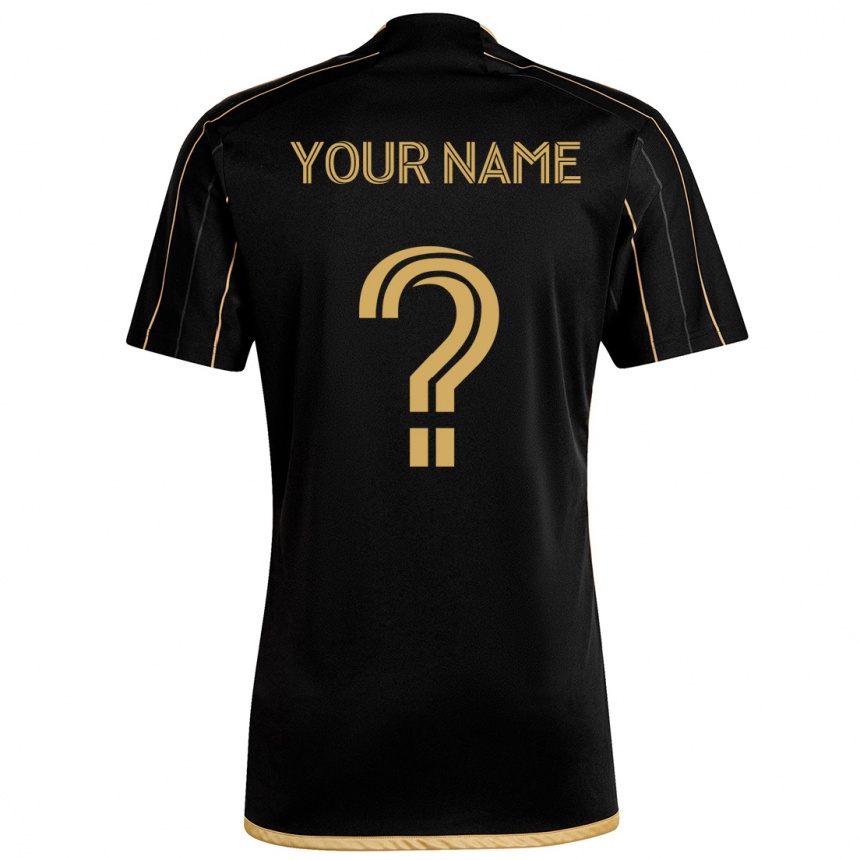 Kids Football Your Name #0 Black Gold Home Jersey 2024/25 T-Shirt