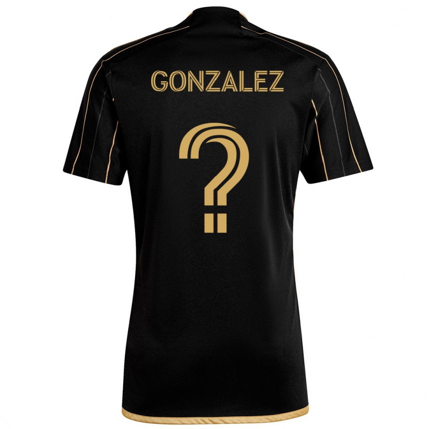 Kids Football Mario González #0 Black Gold Home Jersey 2024/25 T-Shirt