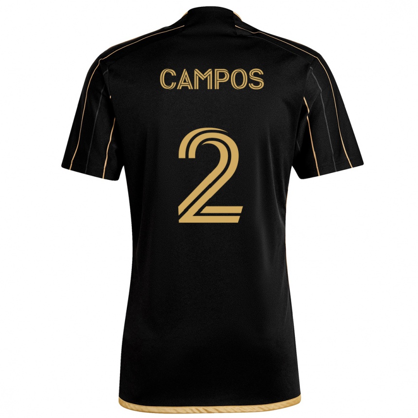 Kids Football Omar Campos #2 Black Gold Home Jersey 2024/25 T-Shirt