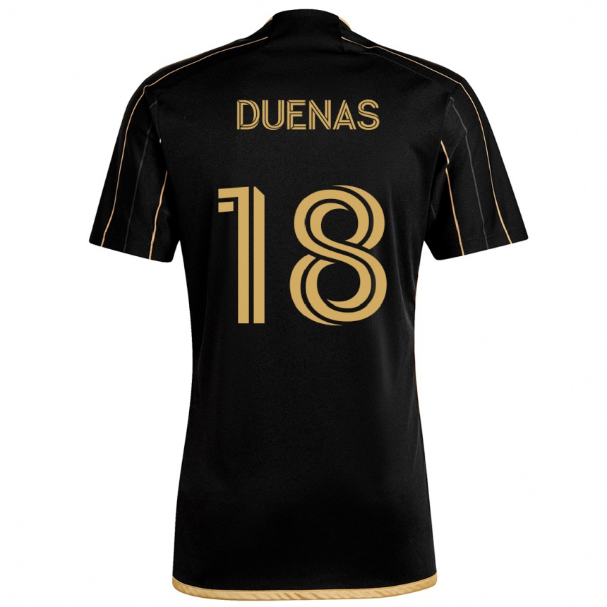 Kids Football Érik Dueñas #18 Black Gold Home Jersey 2024/25 T-Shirt