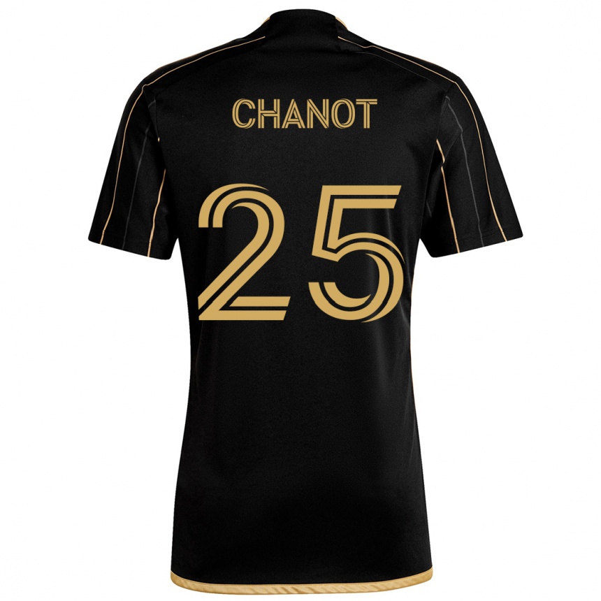 Kids Football Maxime Chanot #25 Black Gold Home Jersey 2024/25 T-Shirt