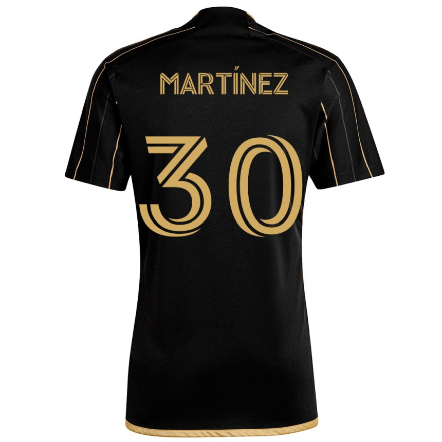 Kids Football David Martínez #30 Black Gold Home Jersey 2024/25 T-Shirt