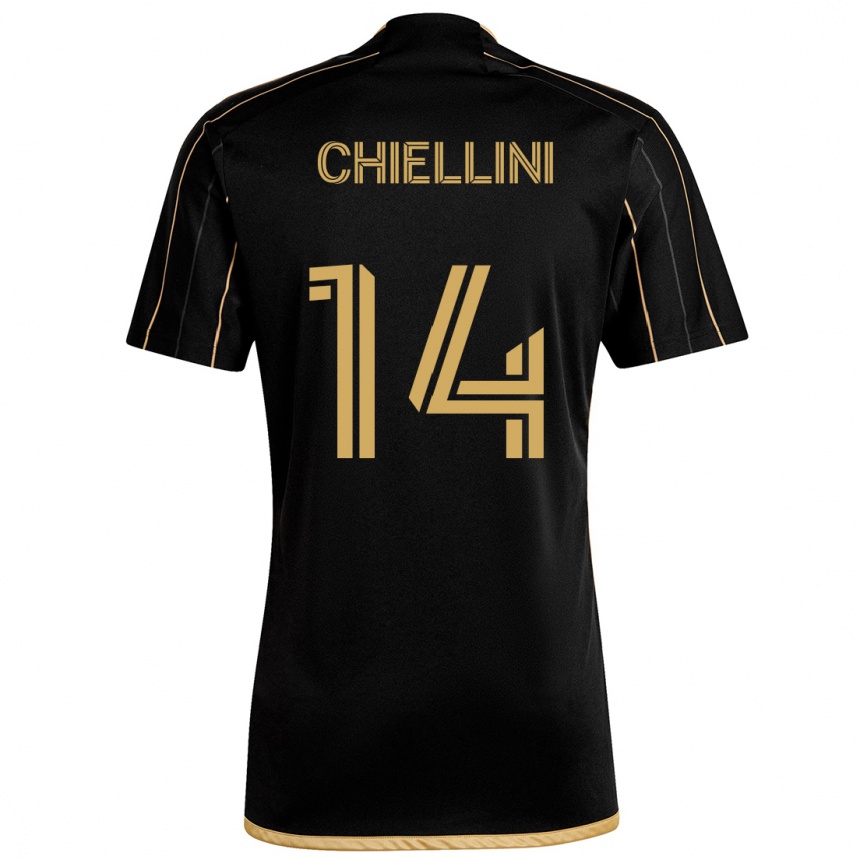 Kids Football Giorgio Chiellini #14 Black Gold Home Jersey 2024/25 T-Shirt