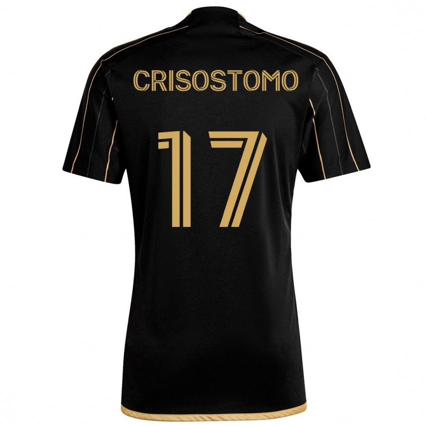 Kids Football Danny Crisostomo #17 Black Gold Home Jersey 2024/25 T-Shirt