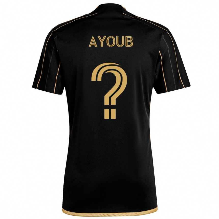 Kids Football Ryan Ayoub #0 Black Gold Home Jersey 2024/25 T-Shirt