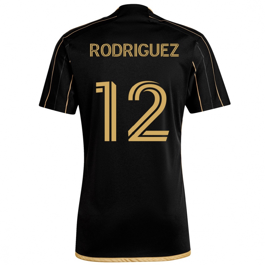 Kids Football Jeremi Rodríguez #12 Black Gold Home Jersey 2024/25 T-Shirt