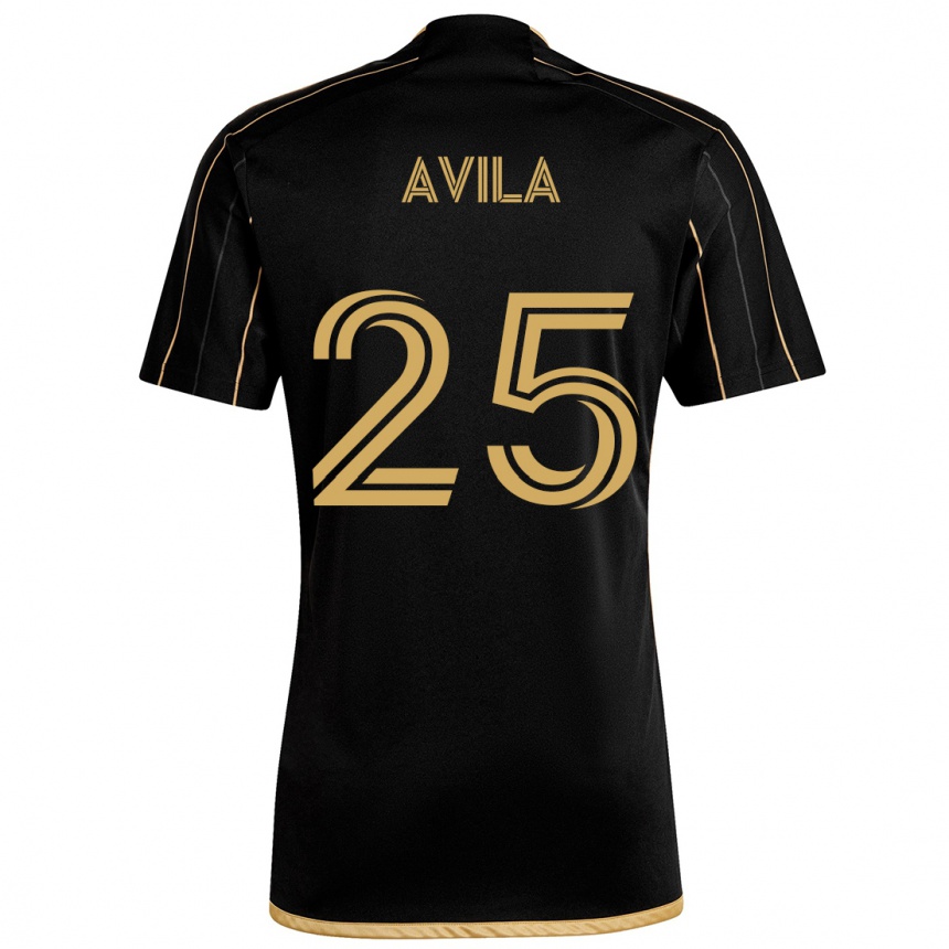 Kids Football Armando Avila #25 Black Gold Home Jersey 2024/25 T-Shirt