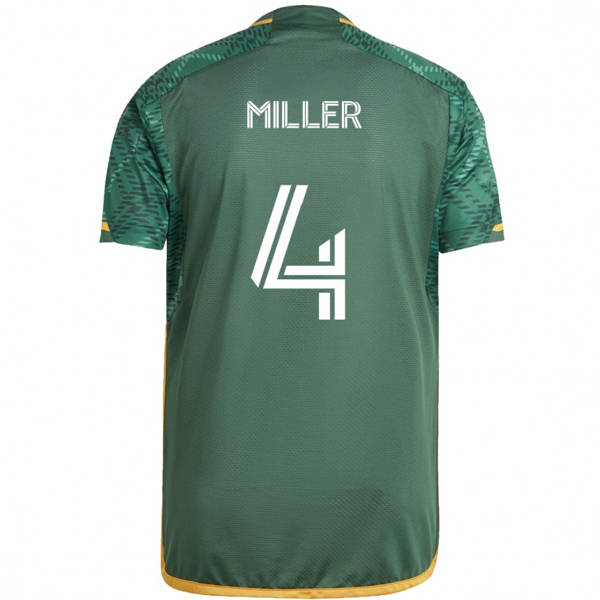 Kids Football Kamal Miller #4 Green Orange Home Jersey 2024/25 T-Shirt