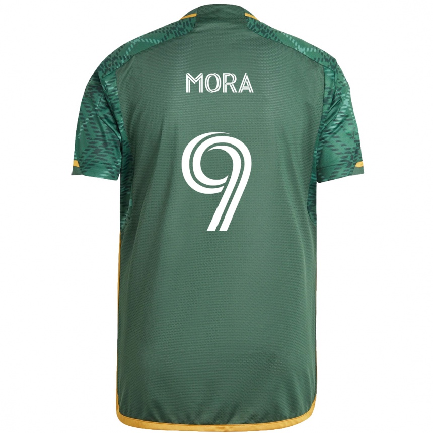 Kids Football Felipe Mora #9 Green Orange Home Jersey 2024/25 T-Shirt