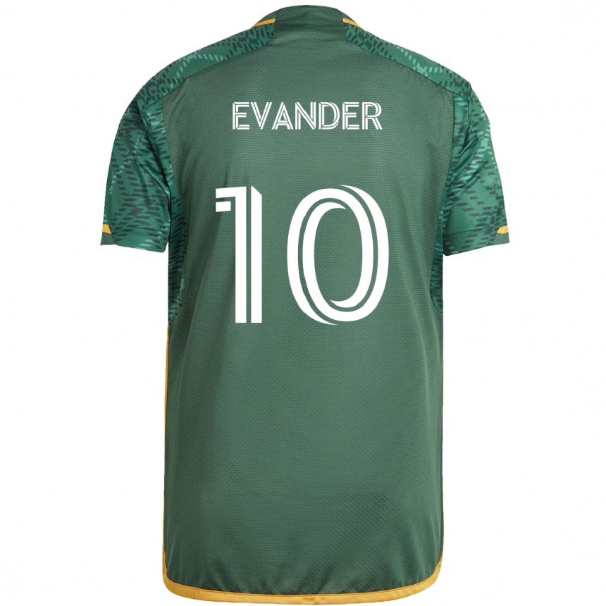 Kids Football Evander #10 Green Orange Home Jersey 2024/25 T-Shirt