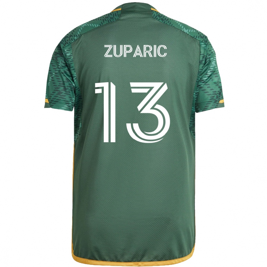 Kids Football Dario Zuparic #13 Green Orange Home Jersey 2024/25 T-Shirt