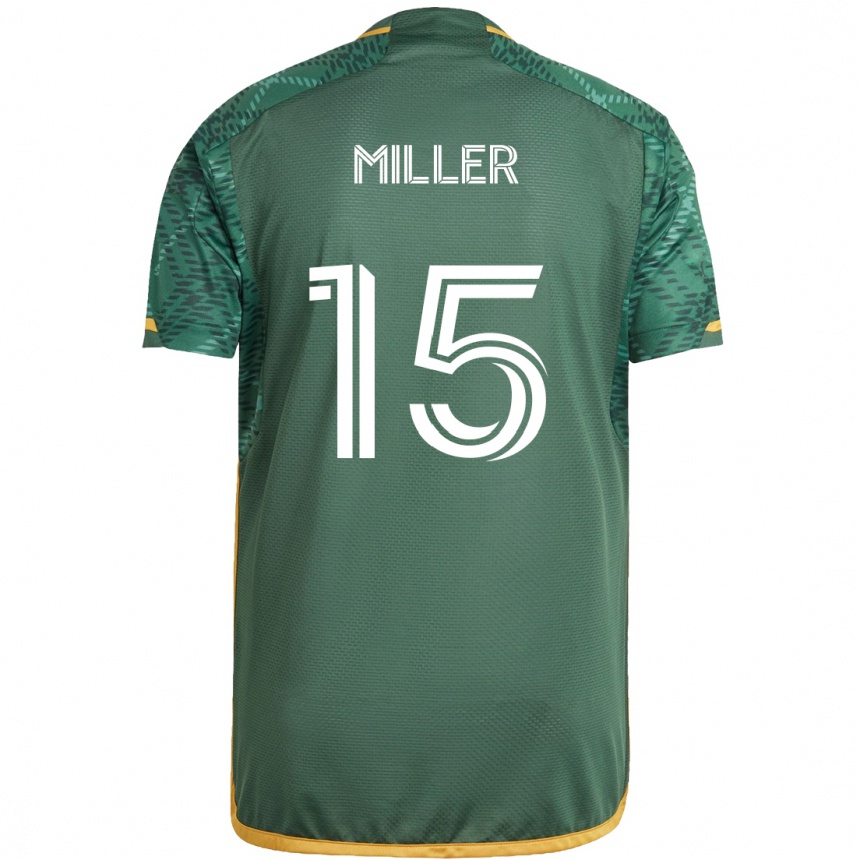 Kids Football Eric Miller #15 Green Orange Home Jersey 2024/25 T-Shirt