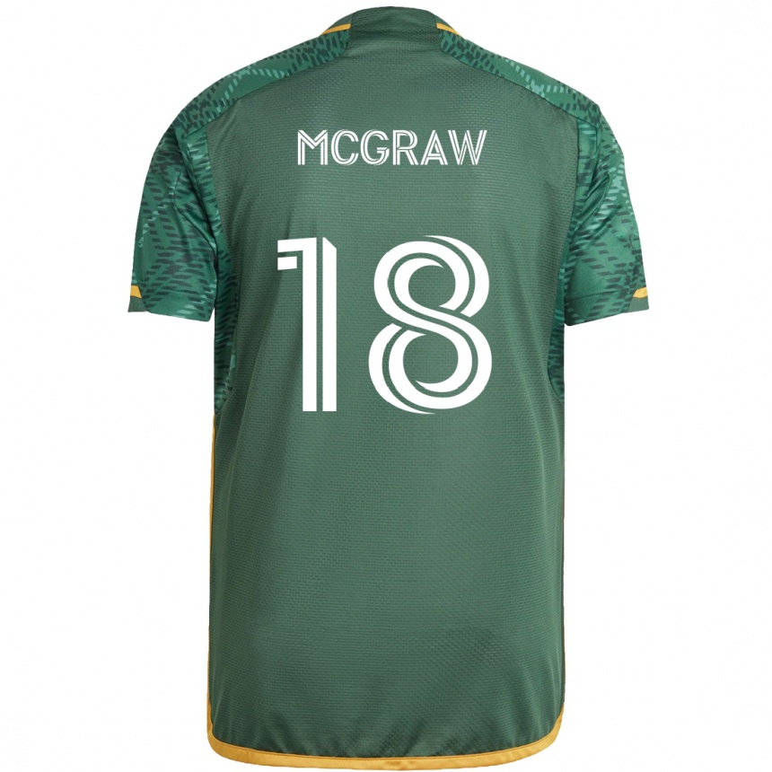 Kids Football Zac Mcgraw #18 Green Orange Home Jersey 2024/25 T-Shirt