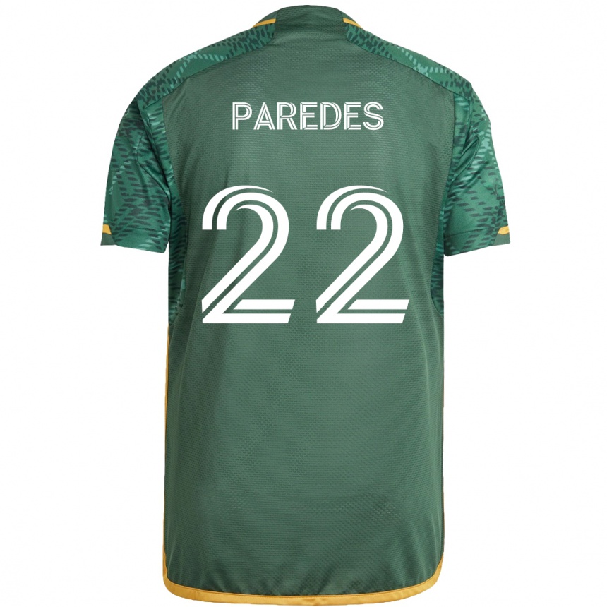 Kids Football Cristhian Paredes #22 Green Orange Home Jersey 2024/25 T-Shirt