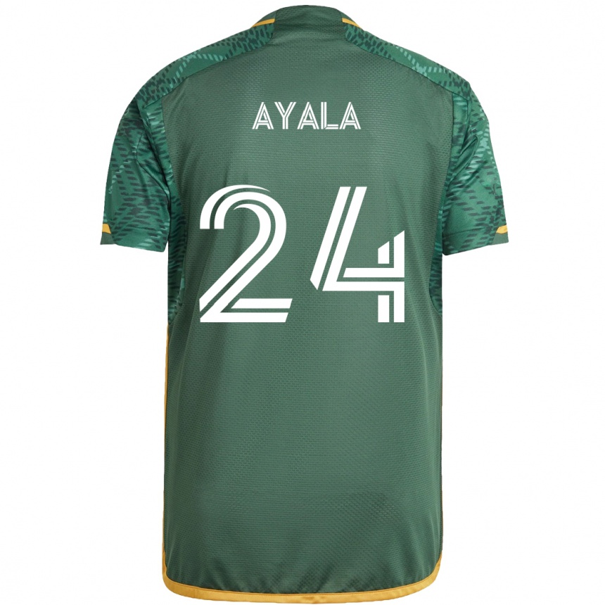 Kids Football David Ayala #24 Green Orange Home Jersey 2024/25 T-Shirt