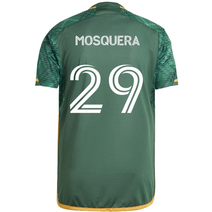 Kids Football Juan David Mosquera #29 Green Orange Home Jersey 2024/25 T-Shirt